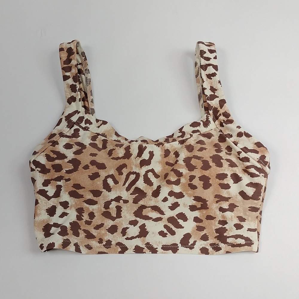 Aerie Leopard Longline Scoop Bikini Top